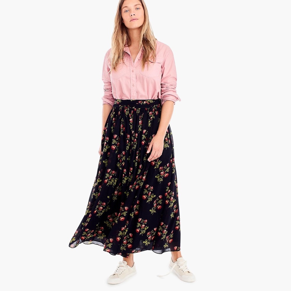 J. Crew Floral Midi Skirt